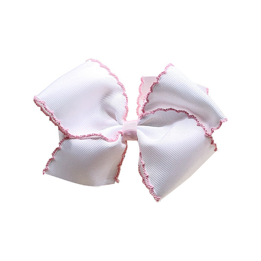 SCALLOP TRIM GRANDE BOW - MARSHMELLOW