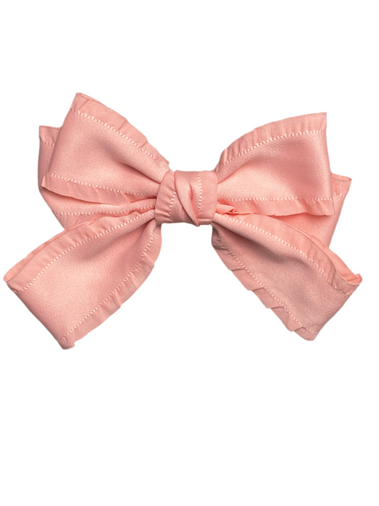 RUFFLE SILK BOW CLIP - FAIRY FLOSS