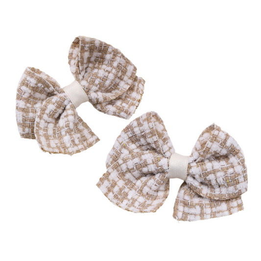 TWEED BOWS SET OF 2 - VANILLA