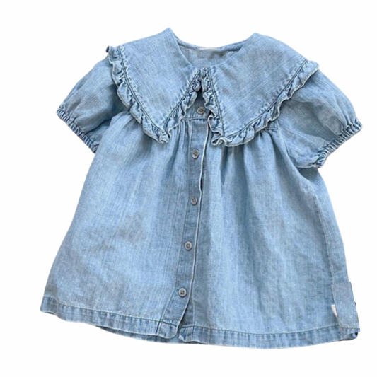 FRILL COLLAR DENIM DRESS