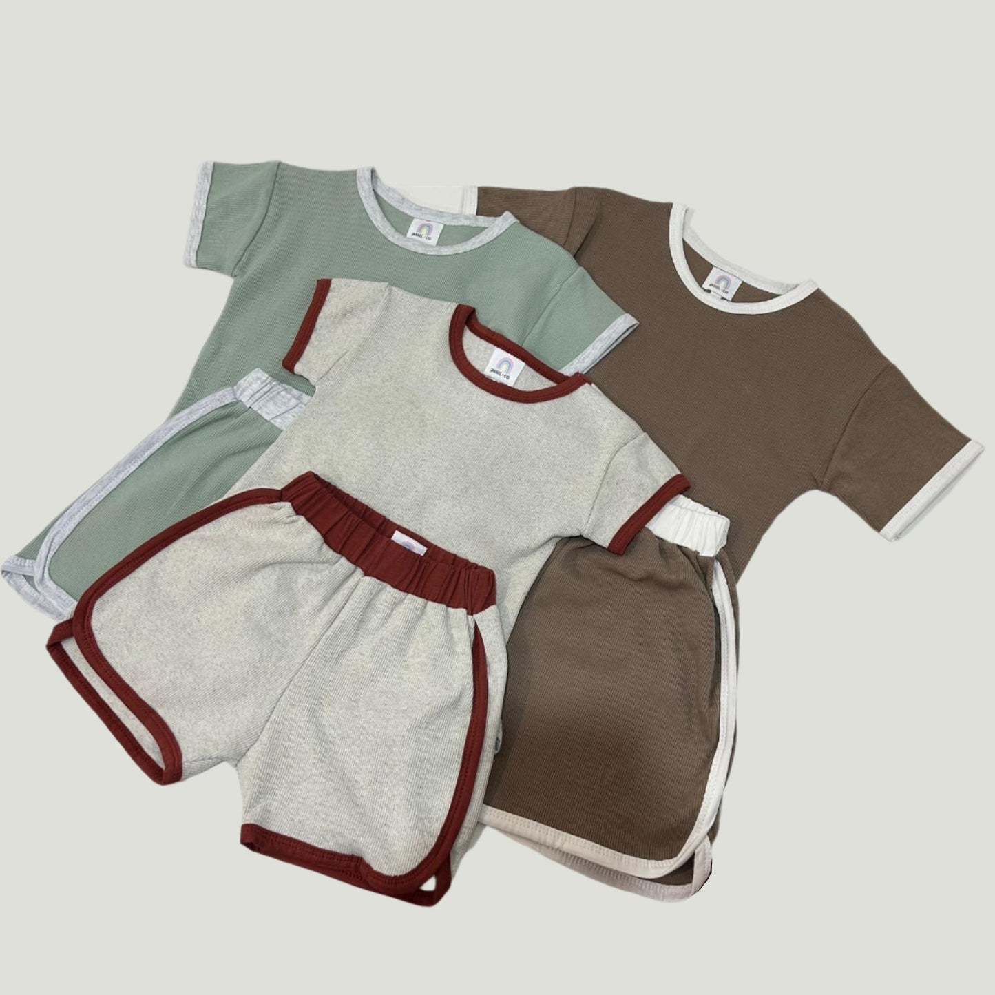 PIPED RIB SHORT AND TEE SET