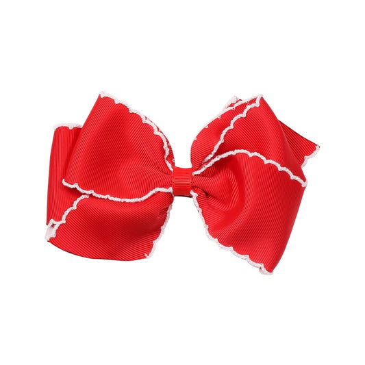 SCALLOP TRIM GRANDE BOW - CANDY CANE