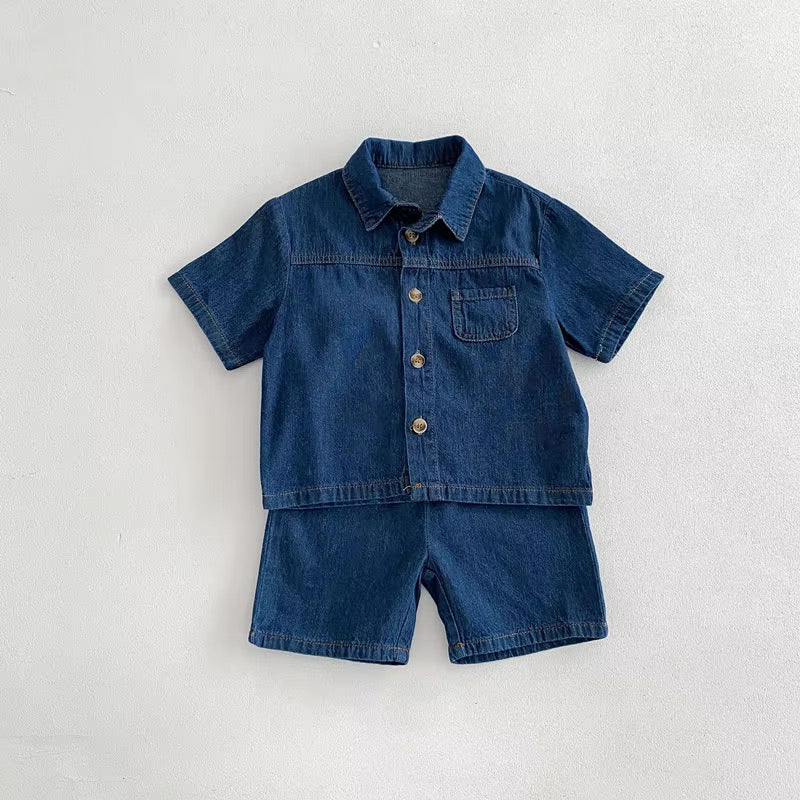 DENIM SHORT AND SHIRT SET