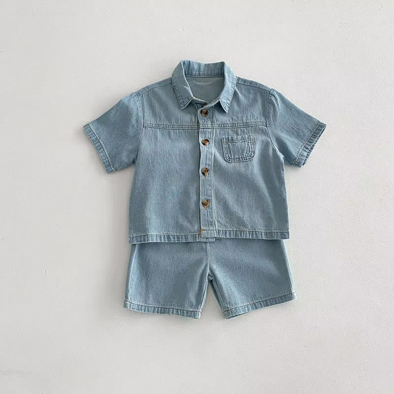 DENIM SHORT AND SHIRT SET