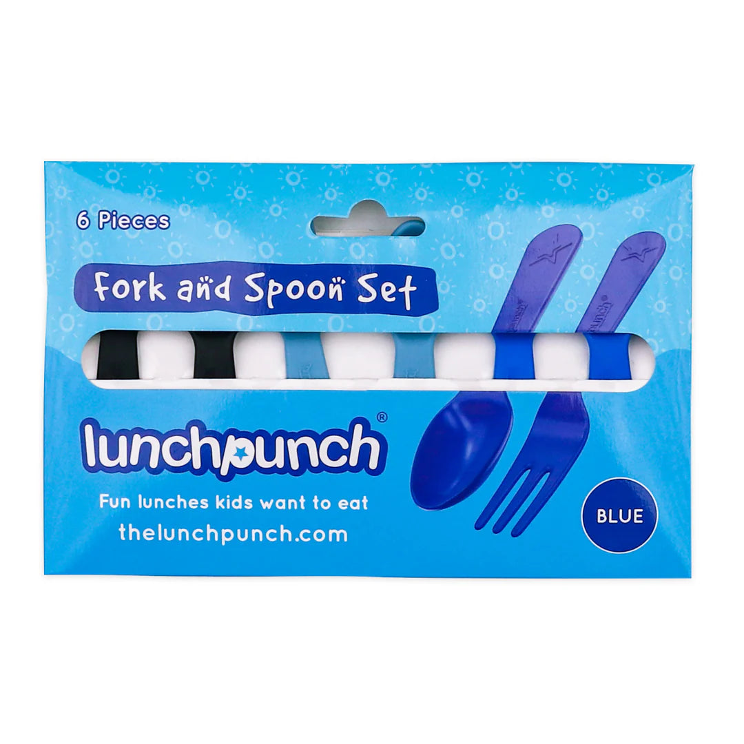 LUNCH PUNCH FORK AND SPOON SET - BLUE