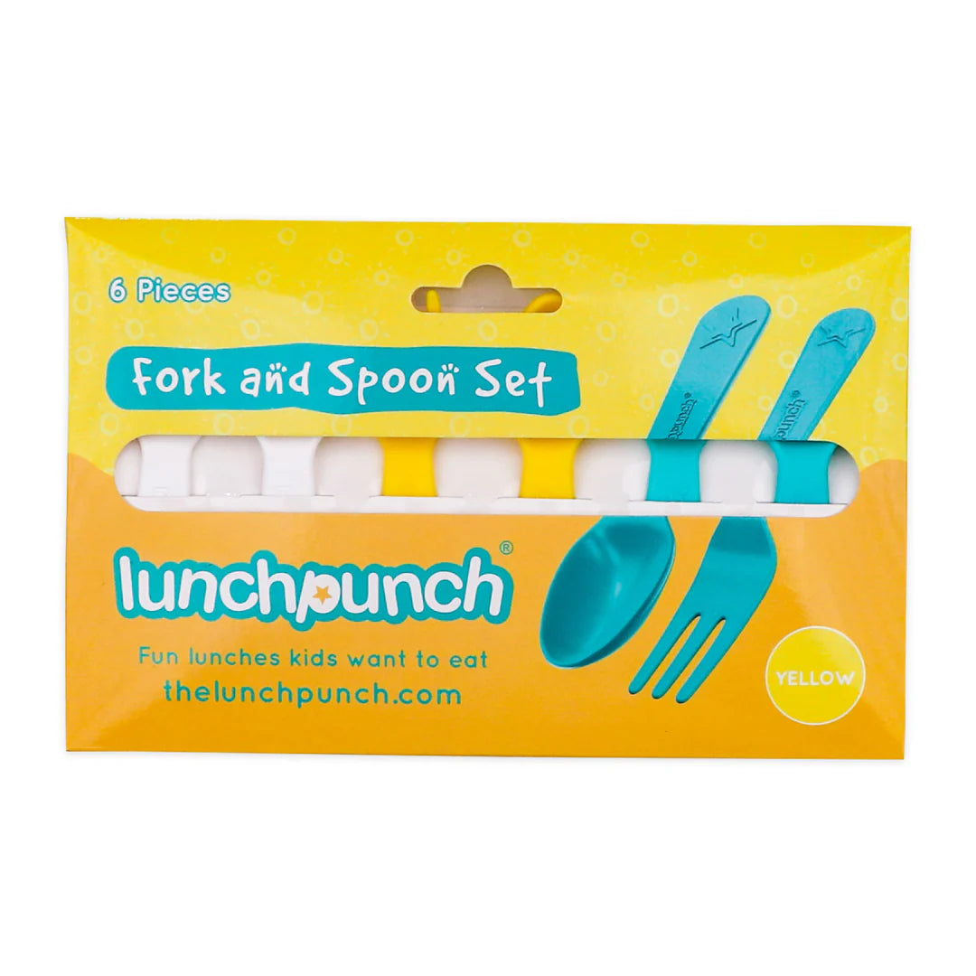 LUNCH PUNCH FORK AND SPOON SET - YELLOW