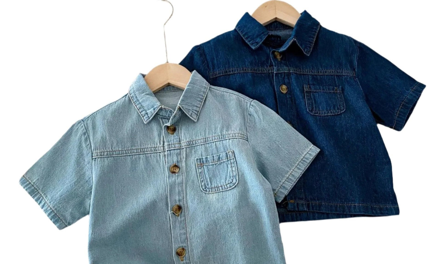 DENIM SHORT AND SHIRT SET