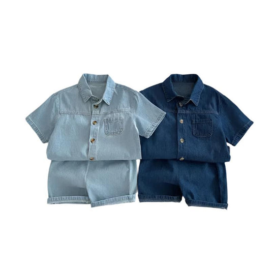 DENIM SHORT AND SHIRT SET