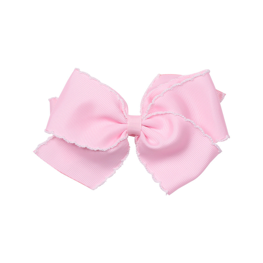 SCALLOP TRIM GRANDE BOW - FAIRY FLOSS